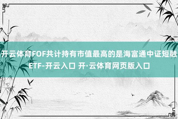 开云体育FOF共计持有市值最高的是海富通中证短融ETF-开云入口 开·云体育网页版入口